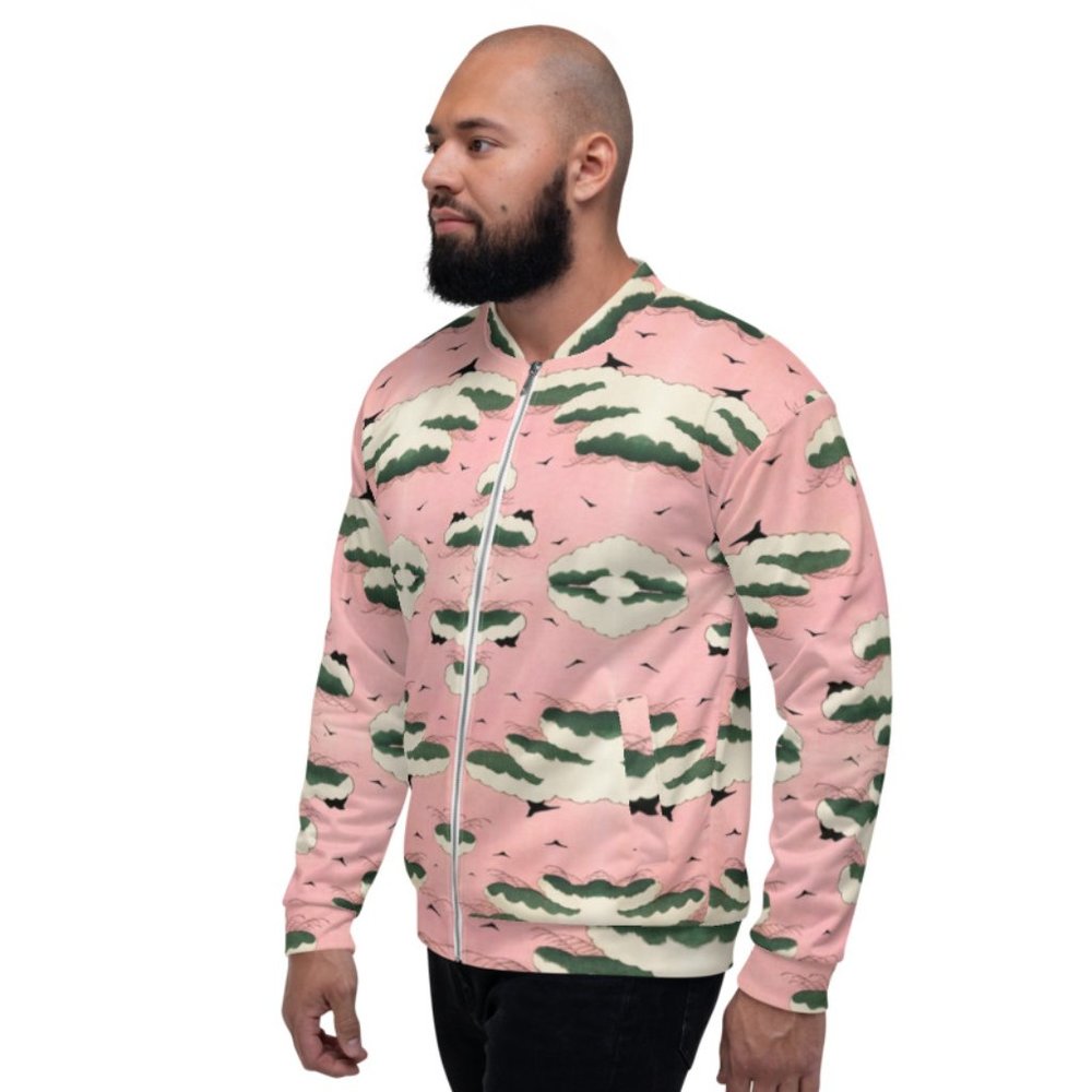 Pink Sky Illustration  Vintage Japanese Art Bomber Jackets.